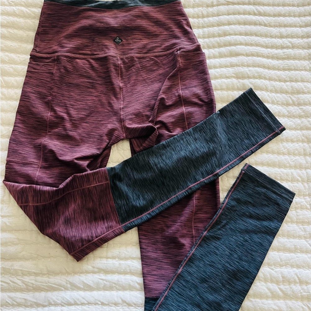 Prana Women's eggplant purple and Charcoal Leggings